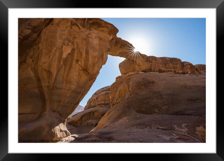 Um Frouth Rock Arch in Wadi Rum Framed Mounted Print by Dietmar Rauscher