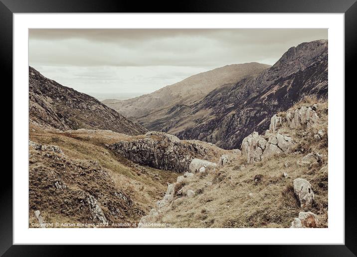 Snowdonia Valley Pyg Track Framed Mounted Print by Adrian Burgess