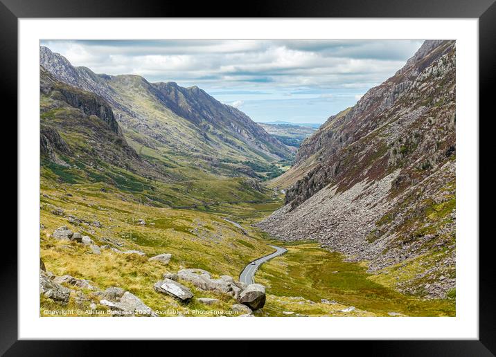 Long Road to Llanberis Framed Mounted Print by Adrian Burgess