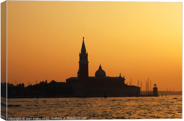 Sunset in Venice. Canvas Print by Glyn Evans