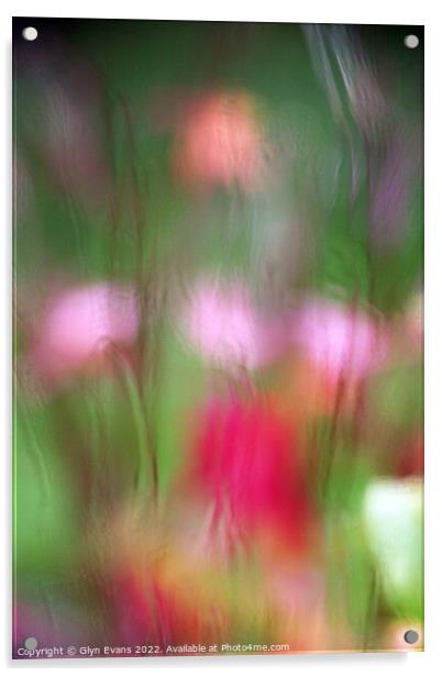 Flowers in the Rain Acrylic by Glyn Evans