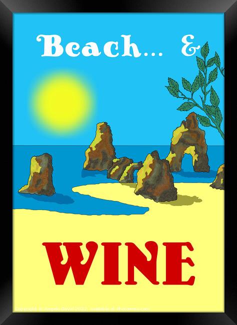 Beach and Wine. Vintage Mosaic Illustration Framed Print by Angelo DeVal