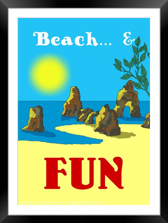 Beach and Fun. Vintage Mosaic Illustration Framed Mounted Print by Angelo DeVal