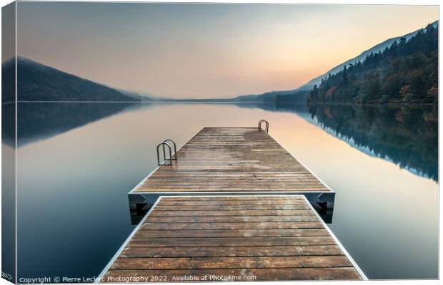 A swimming platform extending onto a calm Cultus Lake Canvas Print by Pierre Leclerc Photography