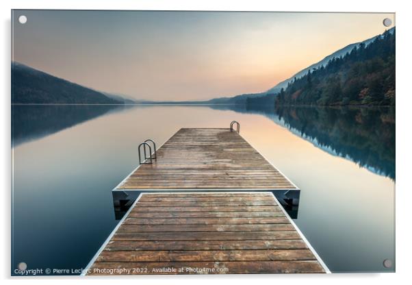 A swimming platform extending onto a calm Cultus Lake Acrylic by Pierre Leclerc Photography
