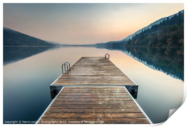 A swimming platform extending onto a calm Cultus Lake Print by Pierre Leclerc Photography