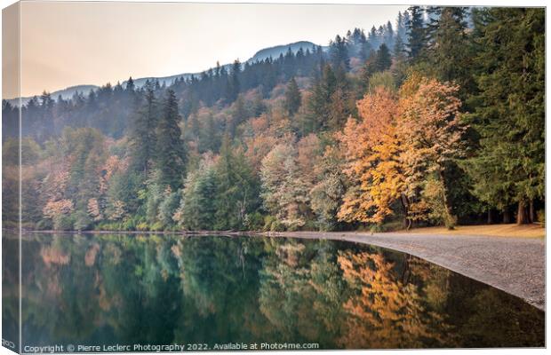 calm Smoky Autumn Lake Canvas Print by Pierre Leclerc Photography