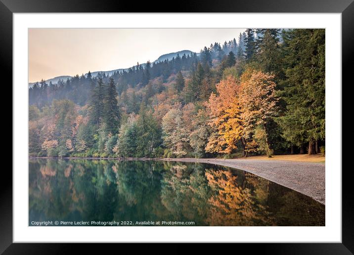 calm Smoky Autumn Lake Framed Mounted Print by Pierre Leclerc Photography