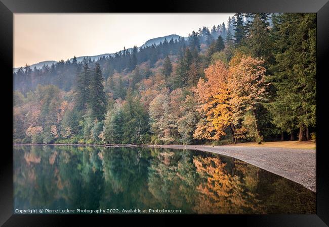 calm Smoky Autumn Lake Framed Print by Pierre Leclerc Photography