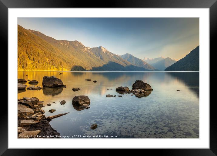 Rocks on a smoky lake shore Framed Mounted Print by Pierre Leclerc Photography