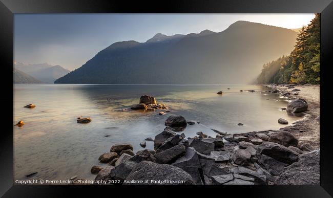 Smoky skies and Sunlight at Chilliwack Lake Framed Print by Pierre Leclerc Photography