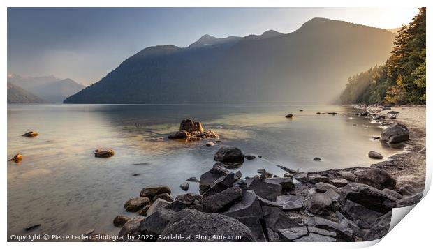 Smoky skies and Sunlight at Chilliwack Lake Print by Pierre Leclerc Photography