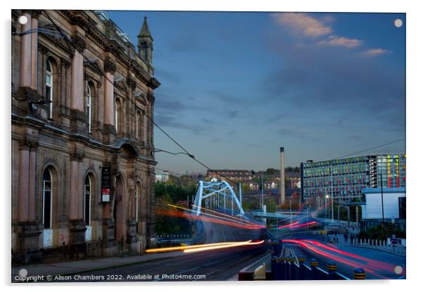 Sheffield Central Tramway Acrylic by Alison Chambers