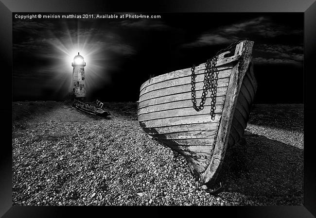fishing boat graveyard after dark Framed Print by meirion matthias