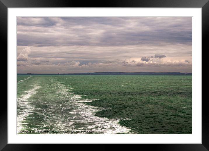 Straight wake of cross channel ferry Framed Mounted Print by Sally Wallis