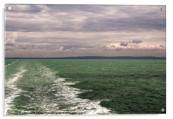 Straight wake of cross channel ferry Acrylic by Sally Wallis