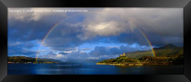 Maol Castle and double rainbow over Loch Alsh Framed Print by Geoff Beattie