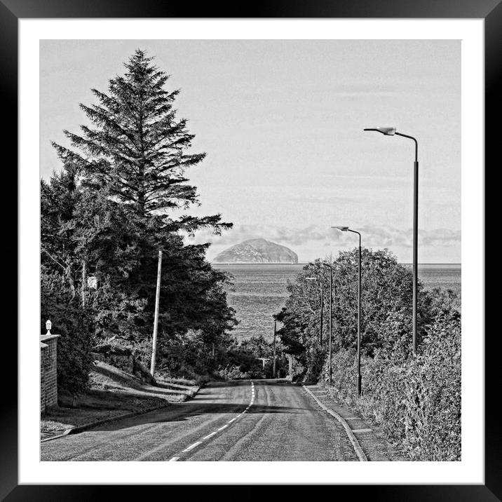 Ailsa Craig framed in Ayrshire road scene Framed Mounted Print by Allan Durward Photography