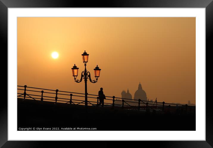 Evening stroll in Venice. Framed Mounted Print by Glyn Evans