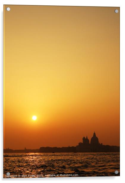 Venice sunset. Acrylic by Glyn Evans