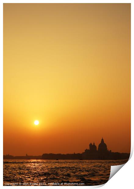Venice sunset. Print by Glyn Evans