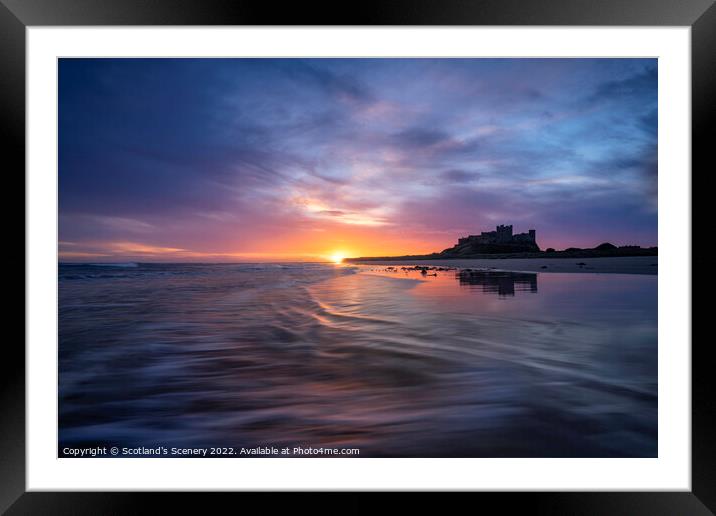 Sunrise at Bamburgh Castle. Framed Mounted Print by Scotland's Scenery
