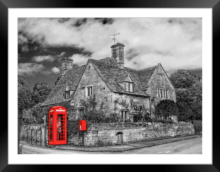 Cotswolds Stanton Phone Box Framed Mounted Print by Zenith Photography