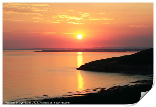 Sunset at Dunraven Bay Print by Glyn Evans