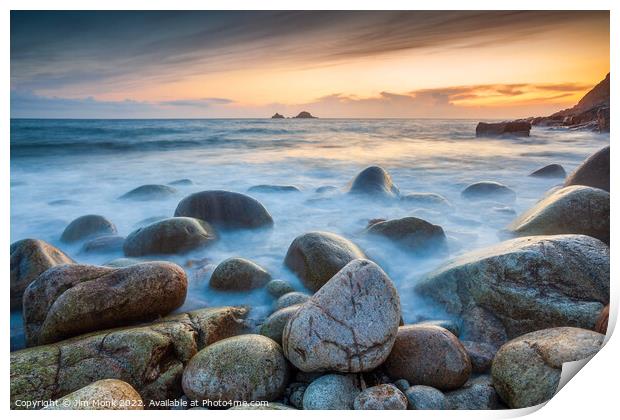 Sunset at Porth Nanven, Cornwall  Print by Jim Monk