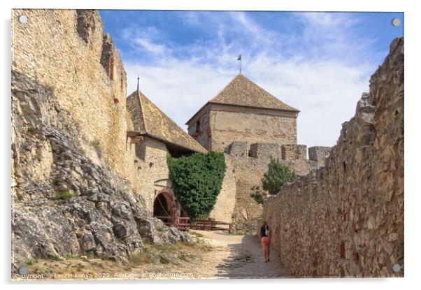 Between the external and internal walls of the castle - Sumeg Acrylic by Laszlo Konya