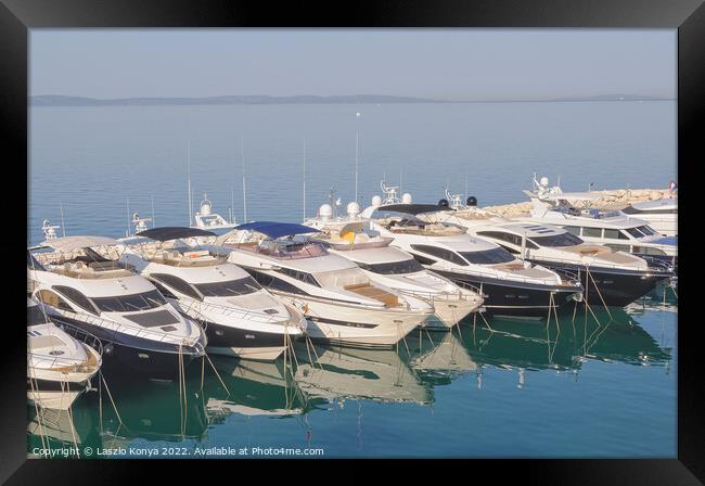 Yachts in the marina - Split Framed Print by Laszlo Konya
