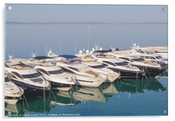 Yachts in the marina - Split Acrylic by Laszlo Konya