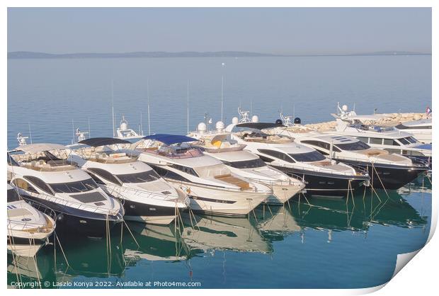 Yachts in the marina - Split Print by Laszlo Konya