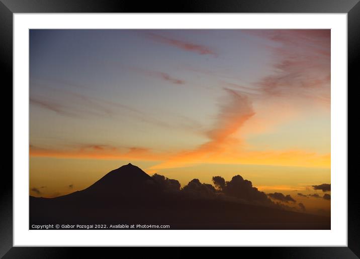 Sunset over Pico Island, Azores Framed Mounted Print by Gabor Pozsgai