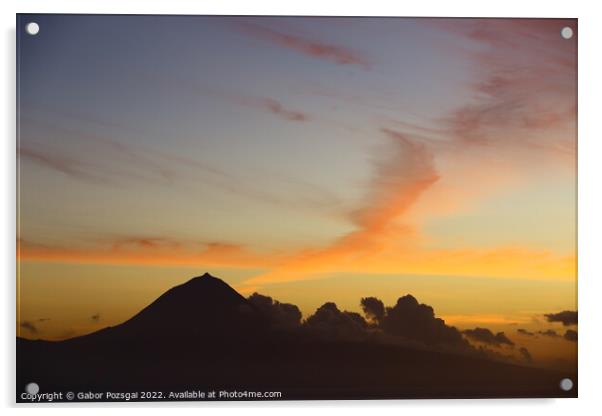 Sunset over Pico Island, Azores Acrylic by Gabor Pozsgai