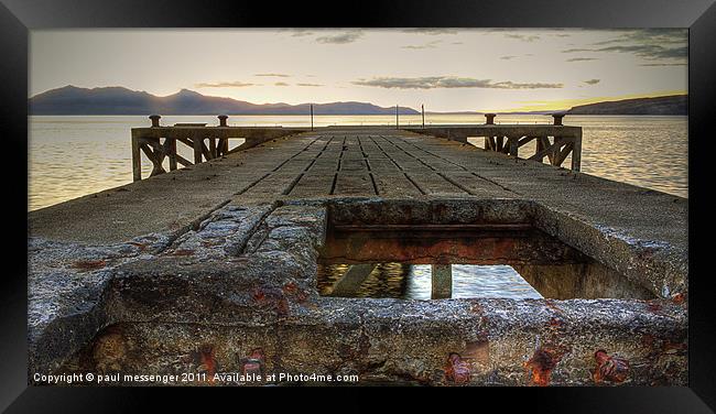 Portencross jetty Sunset Framed Print by Paul Messenger