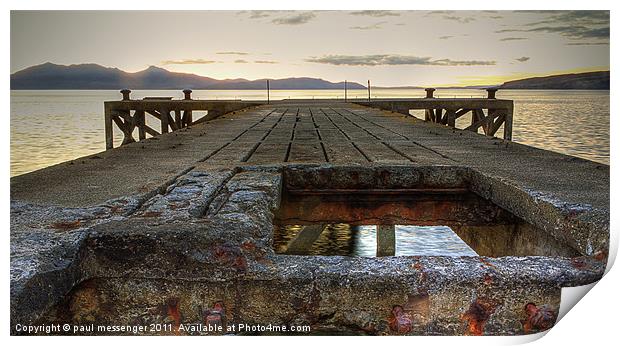 Portencross jetty Sunset Print by Paul Messenger