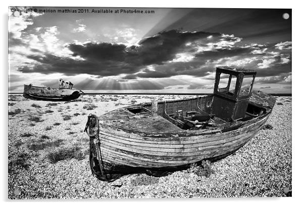 abandoned trawlers at dungeness Acrylic by meirion matthias