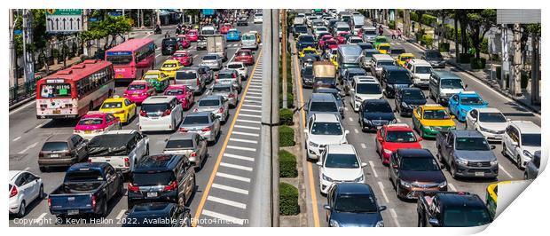 Bangkok rush hour traffic Print by Kevin Hellon