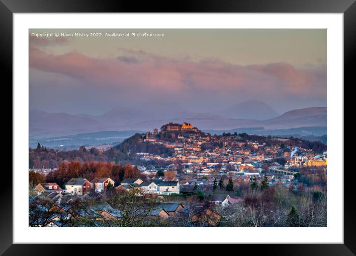 View of Stirling at sunrise  Framed Mounted Print by Navin Mistry