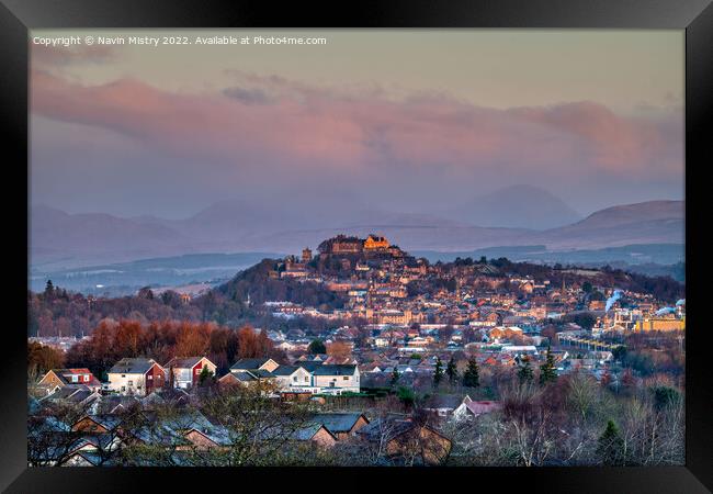 View of Stirling at sunrise  Framed Print by Navin Mistry
