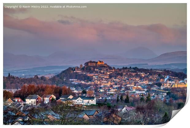 View of Stirling at sunrise  Print by Navin Mistry
