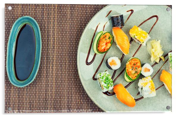 Variety of Japanese sushi Acrylic by Mykola Lunov Mykola