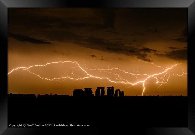 Stonehenge lightning strike Framed Print by Geoff Beattie