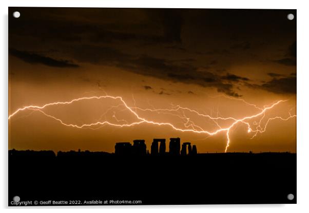 Stonehenge lightning strike Acrylic by Geoff Beattie