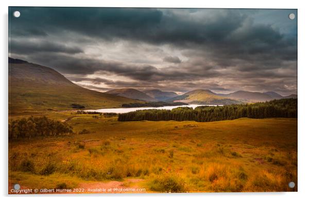Scotland's Serene Loch Tulla Vista Acrylic by Gilbert Hurree
