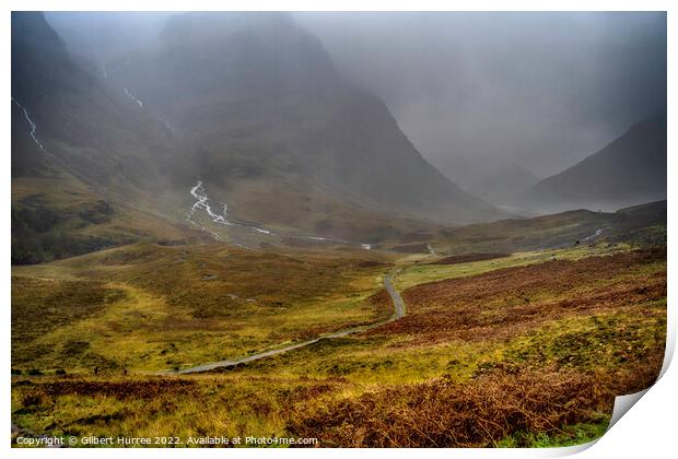 Enigmatic Foggy Embrace of Glen Coe Print by Gilbert Hurree