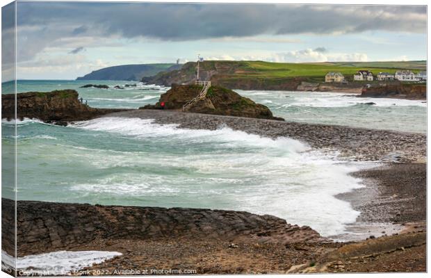 Bude Breakwater Canvas Print by Jim Monk