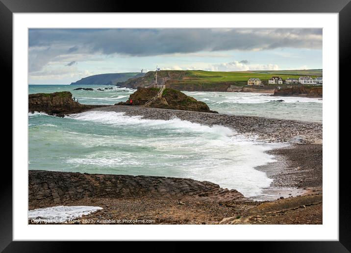 Bude Breakwater Framed Mounted Print by Jim Monk