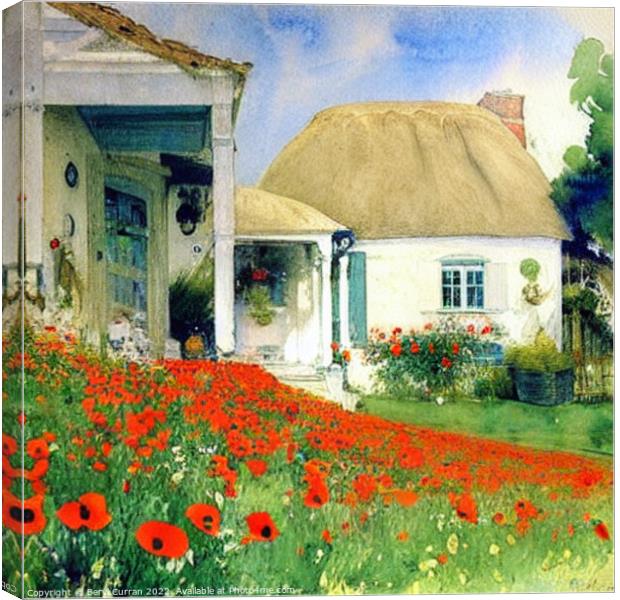 Charming Thatched Cottage Canvas Print by Beryl Curran